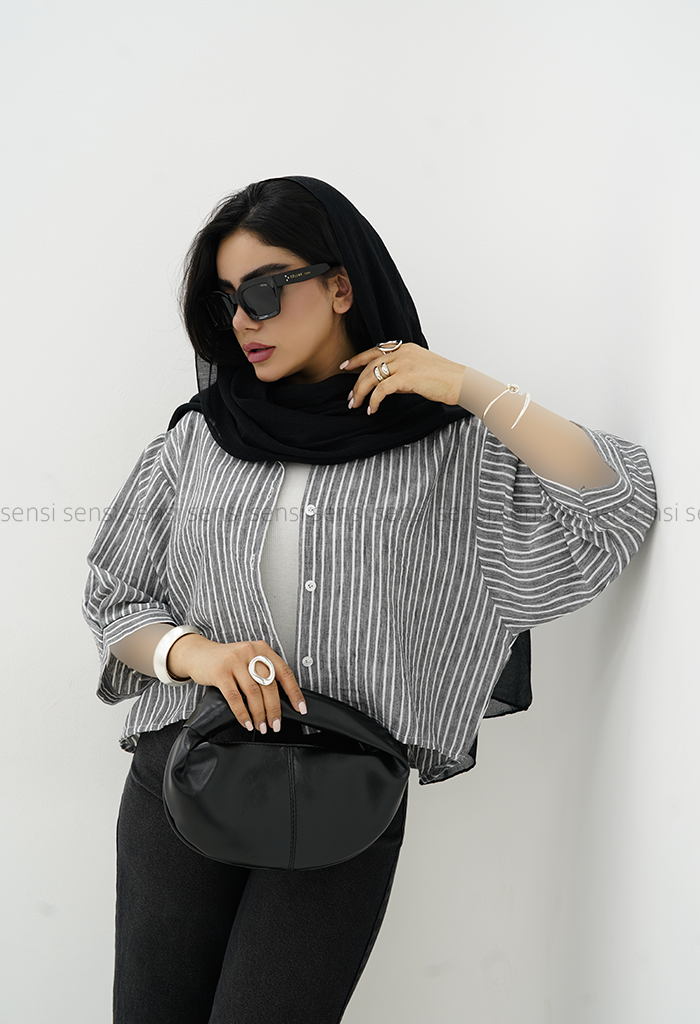 شومیز اپلیکه باکسی راه راه کد1006216